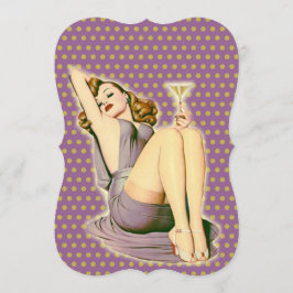 lila prickig martini rockabilly pinup-flicka inbjudningar