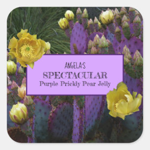 Lila Prickly Pear Cactus Jelly Burk etiketter