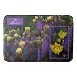 Lila Prickly Pear Opuntia Cactus Gula blommor Badrumsmatta