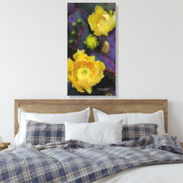 Lila prickly pear opuntia cactus gula blommor canvastryck