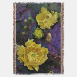 Lila Prickly Pear Opuntia Cactus Gula blommor Filt