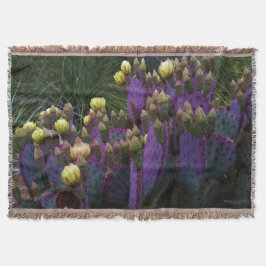 Lila Prickly Pear Opuntia Cactus Gula blommor Filt