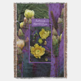 Lila Prickly Pear Opuntia Cactus Gula blommor Filt