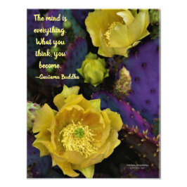 Lila prickly pear opuntia cactus gula blommor fototryck