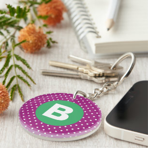 Lila prickmönster Grönt monogram