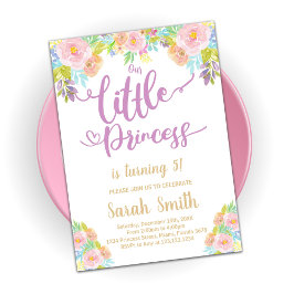 Lila Princess Birthday bjudande Inbjudningar