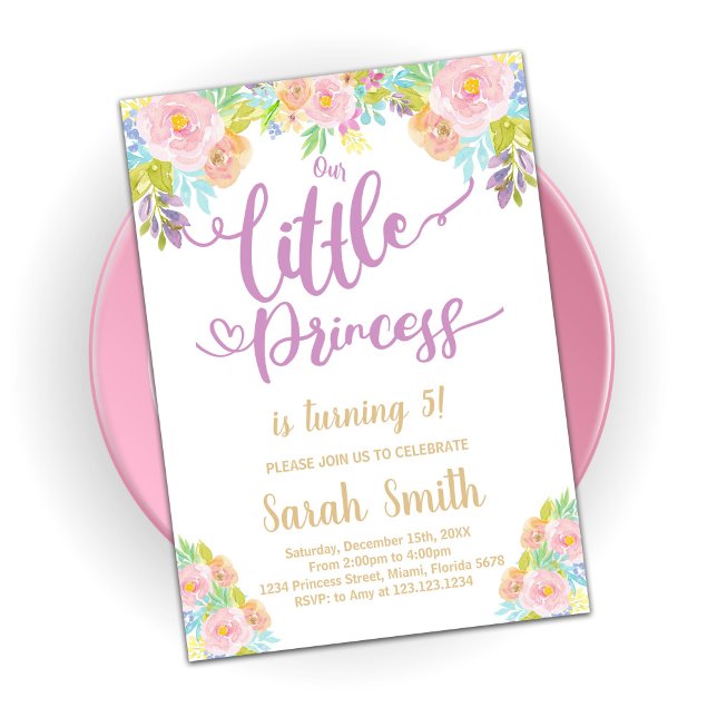 Lila Princess Birthday bjudande Inbjudningar (Skapare uppladdad)