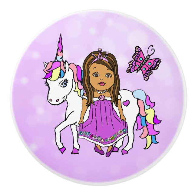 Lila Princess, Butterfly och Unicorn Knopp (Framsidan)