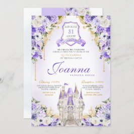 Lila Princess Castle Royal Lavender Quinceanera Inbjudningar