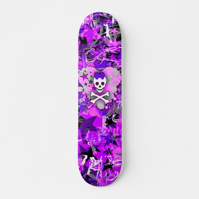 Lila Princess Heart Döskalle skateboard (Framsida)