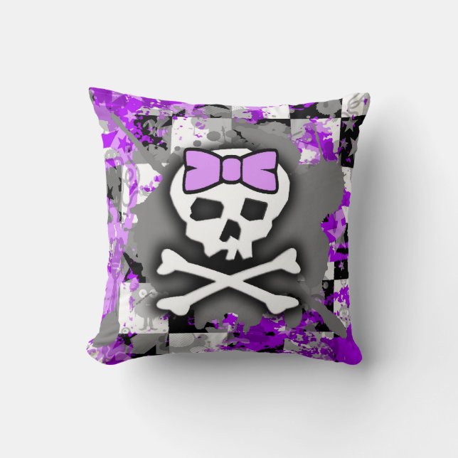 Lila Princess Skull Pillow Kudde (Framsida)