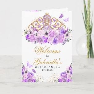 Lila Princess Tiara Quinceanera-programmet Inbjudan
