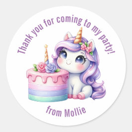 Lila Princess Unicorn Tack Runt Klistermärke