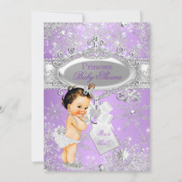 Lila Princess Winter Baby Shower Brunette Inbjudningar