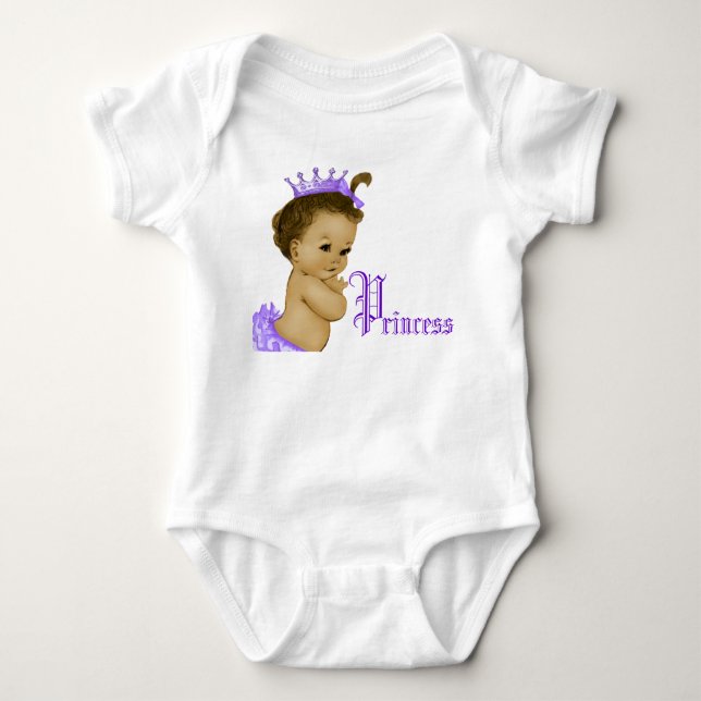 Lila prinsessa afroamerikanska babyflickors skjort tee (Framsida)