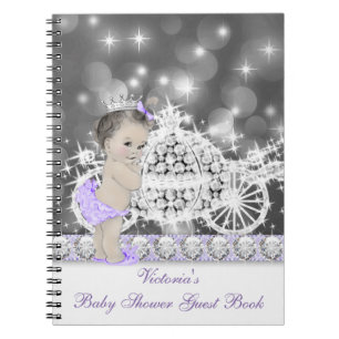Lila Prinsessa Barnkalas Gästbok Anteckningsbok Med Spiral