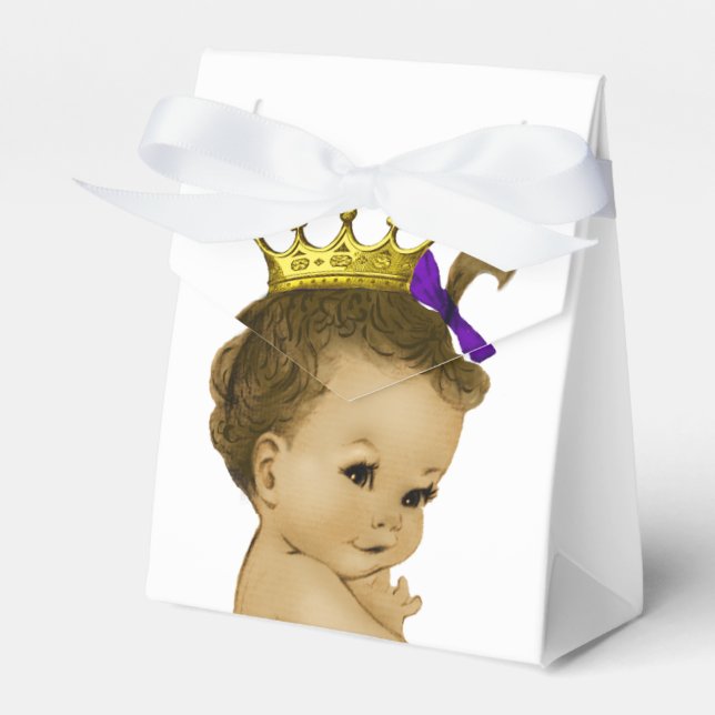 Lila prinsessa etnisk prinsessa baby shower presentaskar (Framsidan Sidan)