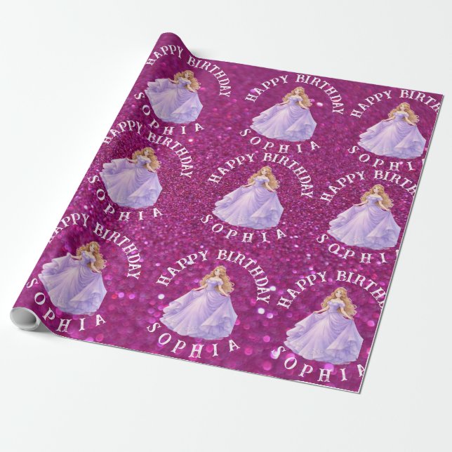 Lila prinsessa  presentpapper (Utrullad)