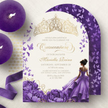 Lila prinsessklänning fjärilar Quinceanera