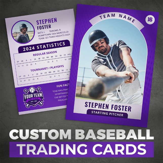 Lila Pro Baseball Trading Card Spelarbild (Skapare uppladdad)