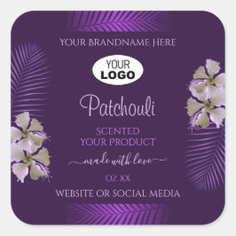 Lila Product Labels Hawaii Flowers Löv Logotyp Fyrkantigt Klistermärke