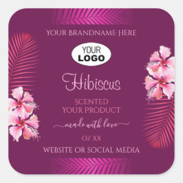 Lila Product Labels Rosa Hawaii Flowers Add Logoty Fyrkantigt Klistermärke