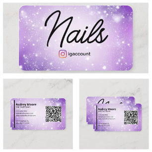 Lila professionell kort QR-kod för nageltekniker