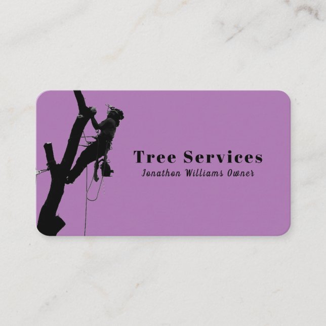 Lila Professionell Träd Trimming Service Visitkort (Framsida)