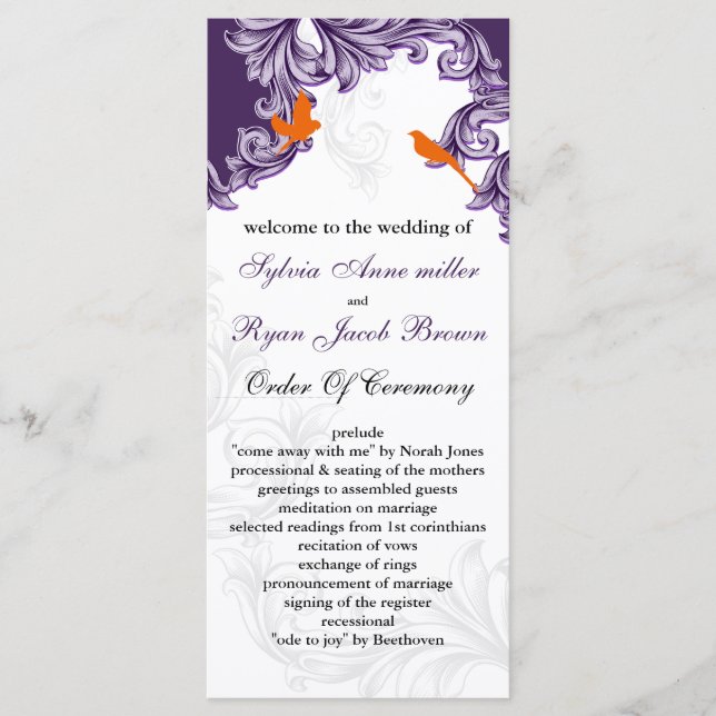 lila, program för orange av vilda fåglar (Framsida)