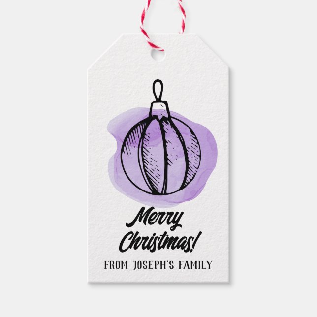 Lila prydnadsföremål, julmas presentetikett (Framsidan)