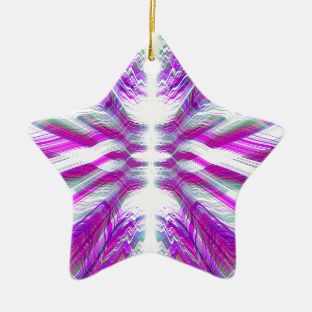 Lila psychedelic mönster julgransprydnad keramik (Framsidan)