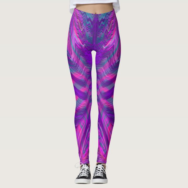 Lila psychedelic mönster leggings (Framsida)