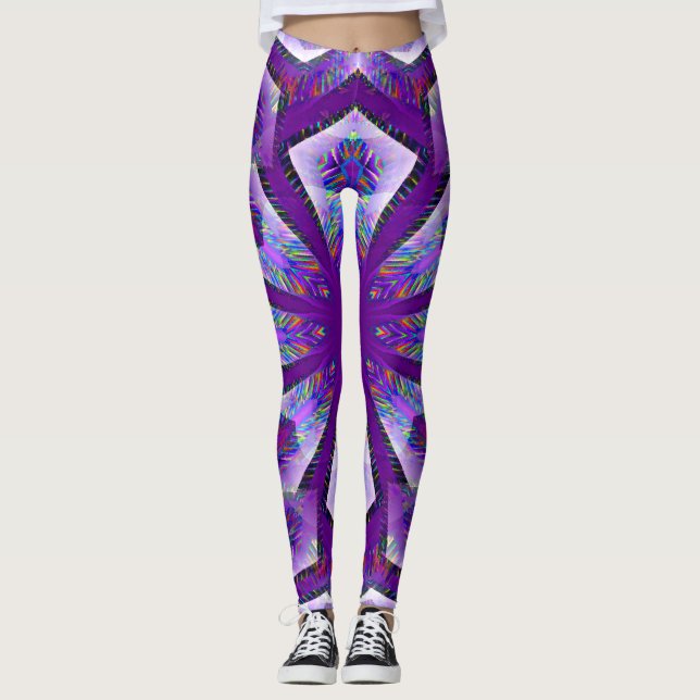 Lila Psychedelic Star... Leggings (Framsida)
