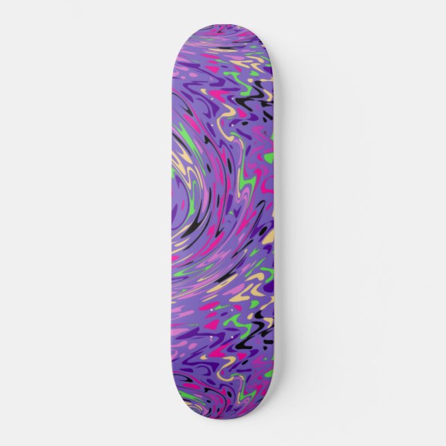 Lila Psychedelic Swirl Mini Skateboard Bräda 18,5 Cm (Framsida)