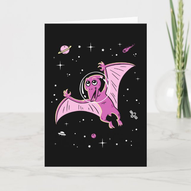 Lila Pterodactyl Dinos in Space Kort (Framsida)