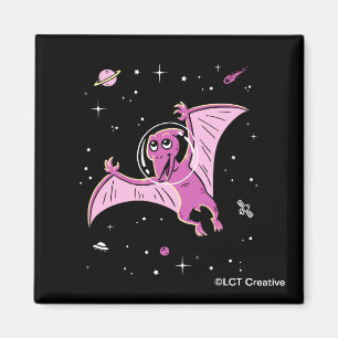Lila Pterodactyl Dinos in Space Magnet