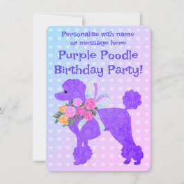 Lila Pudel Girls Birthday Sample Call Inbjudningar