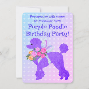 Lila Pudel Girls Birthday Sample Call Inbjudningar