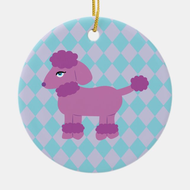 Lila Pudel Julgransprydnad Keramik (Framsidan)