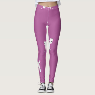 Lila Pudel: Monokrom Retro Mönster Leggings