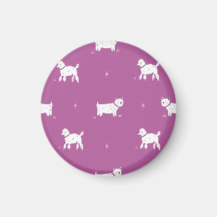 Lila Pudel: Monokrom Retro Mönster Magnet