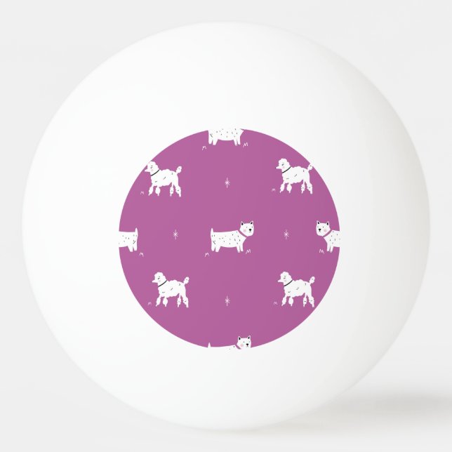 Lila Pudel: Monokrom Retro Mönster Pingisboll (Framsidan)