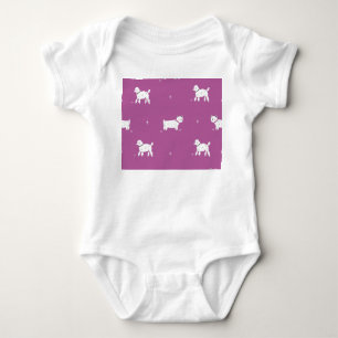 Lila Pudel: Monokrom Retro Mönster T Shirt