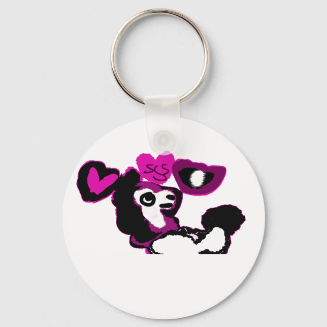 Lila pudelkonst nyckelring (Framsida)