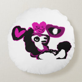 Lila pudelkonst rund kudde