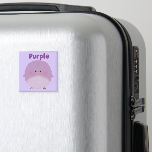Lila Puff Fågel för Barn Magnet (In Situ (Luggage))