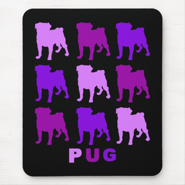 Lila Pugs Mousepad Musmatta (Framsidan)