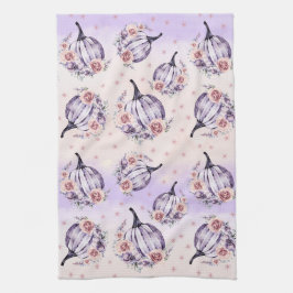 Lila Pumkin söt blommigt faller höstblommor Kökshandduk