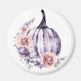 Lila Pumkin söt blommigt faller höstblommor Magnet