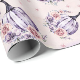 Lila pumpa söt blomster höst höstblommor  presentpapper